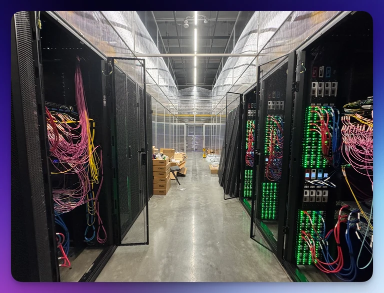Our latest Ashburn cage mid-buildout; the boxes are just the final 10% of material being unpacked