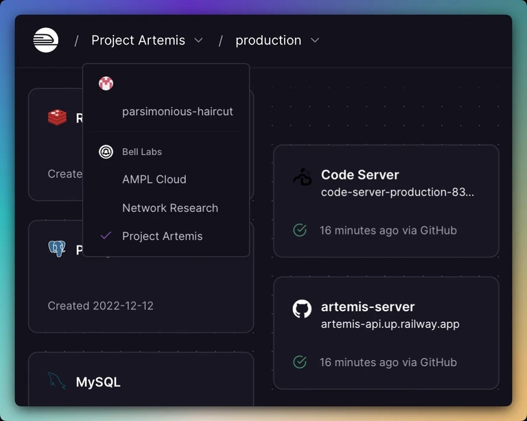 The new Projects dropdown menu makes it easy to switch projects without going to the Dashboard