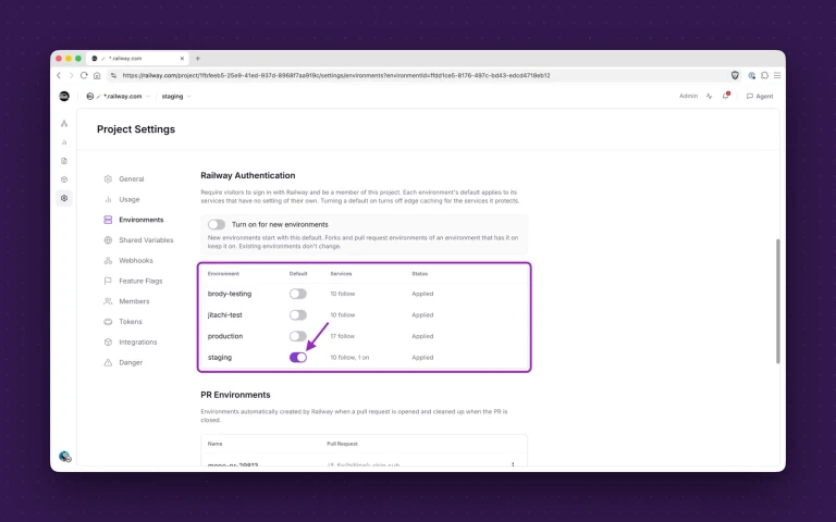 Turning on the feature to restrict access