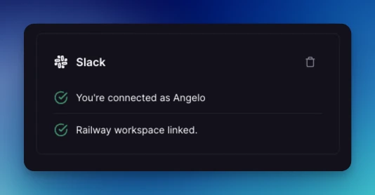 Screenshot of the integration card within the Profile settings page