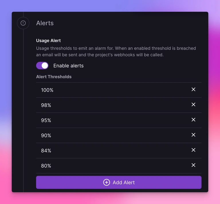 Volume alerts are now configurable by threshold