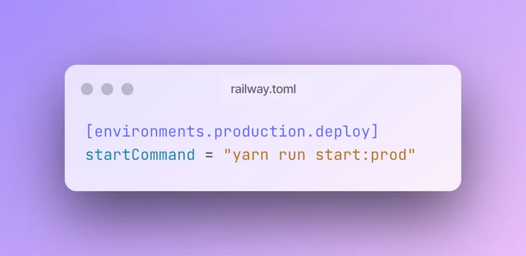 Custom start command in the production environment