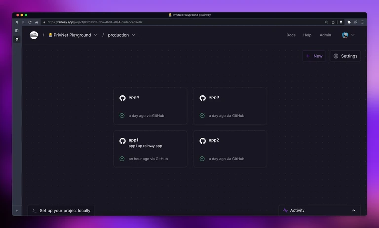 Check out the PrivNet Playground public project to see an example of Private Networking in action