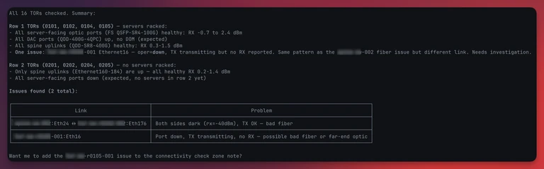 A sample fabric validation report from Claude; we’ve seen a steady drop in qualification failures with each successive build as the documentation/feedback loops improve
