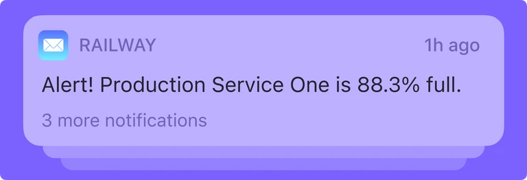 Email alerts now include a full volume usage alert