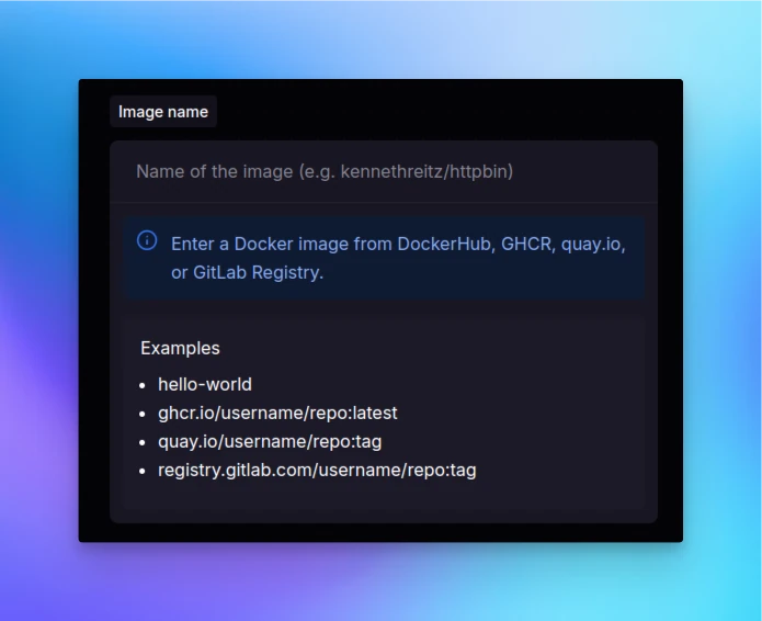Prompt to enter the image name