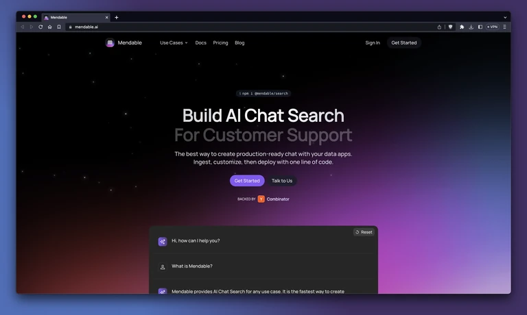 Mendable.ai homepage