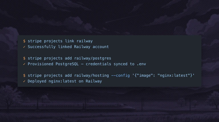 provision Railway resources from the Stripe CLI