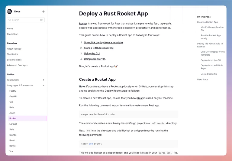 Check out this Rust Rocket deployment guide and the many others we shipped this week!