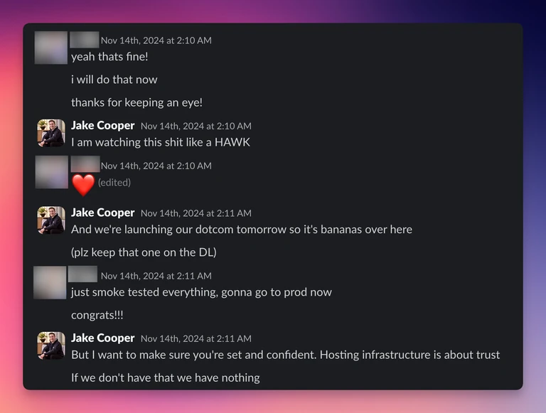 That’s our founder btw, not during their on-call rotation (it was mine)
