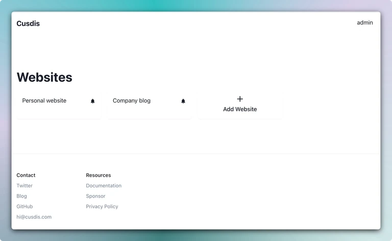 Cusdis dashboard