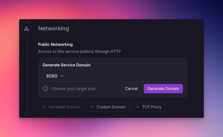 Generating a public domain in the Railway service