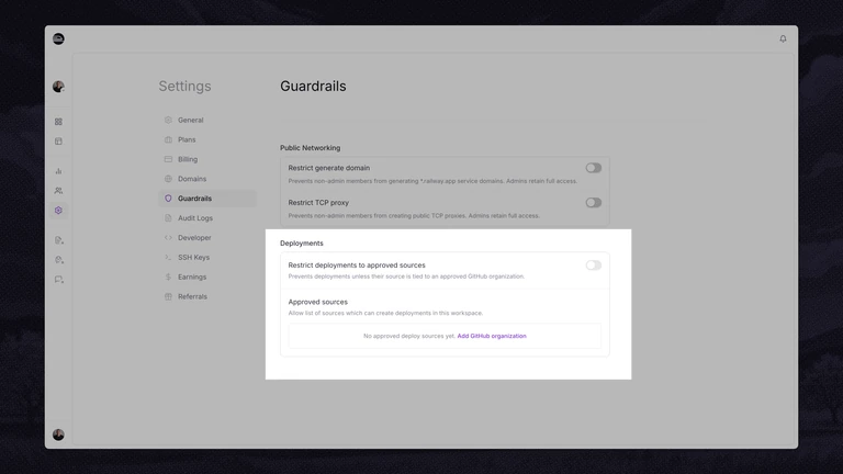 Restrict deployments to approved GitHub organization