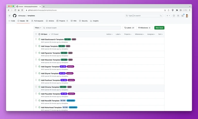 There are a large number of new template requests with bounties