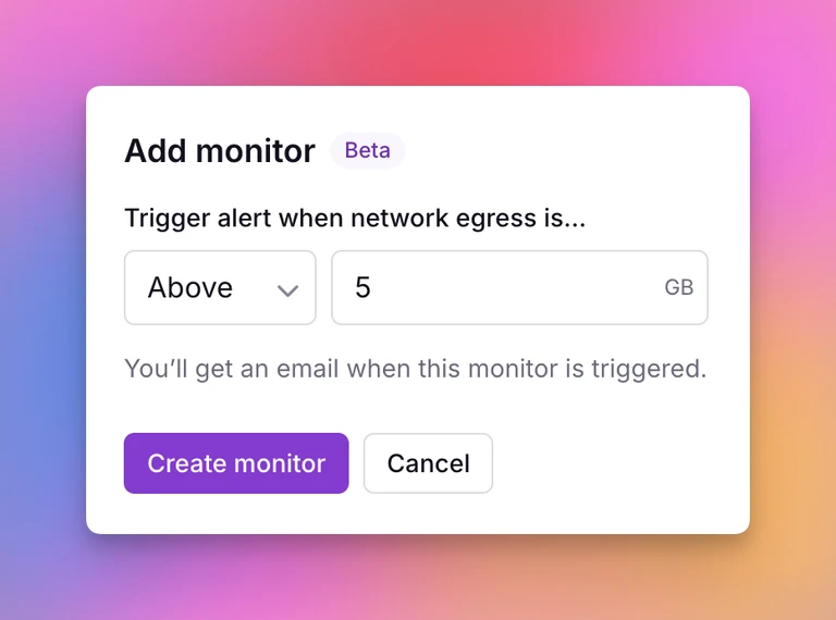 Don’t know where to start with monitors? Set an alert for Network Egress