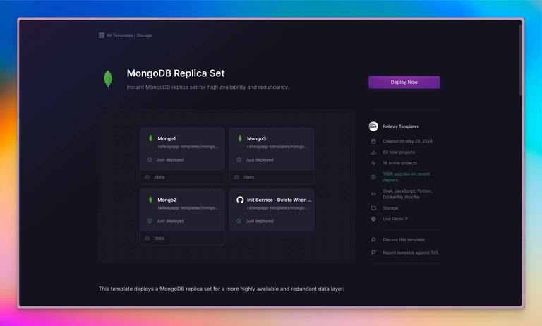 HA templates are now available for Postgres, MySQL, Mongo (pictured), and Redis