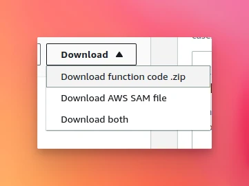 Download menu from the Lambda dashboard