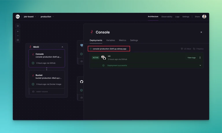 Locating the MinIO console URL