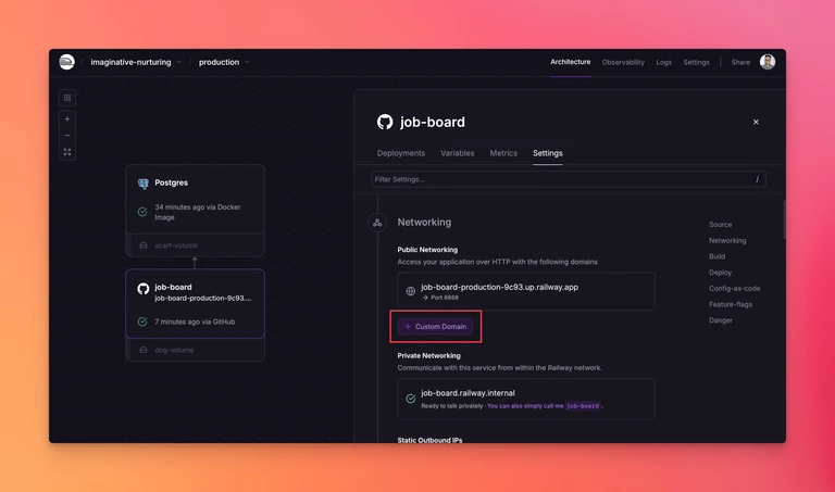 Adding a Custom Domain to Job Board in Railway
