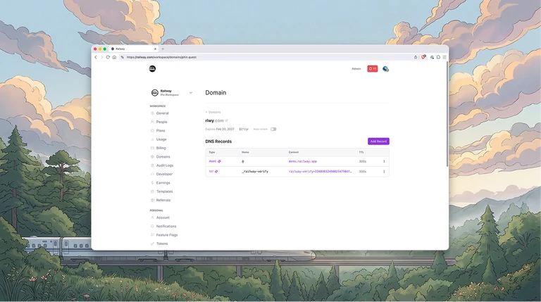 It’s now possible to add DNS records for domains purchased via Railway