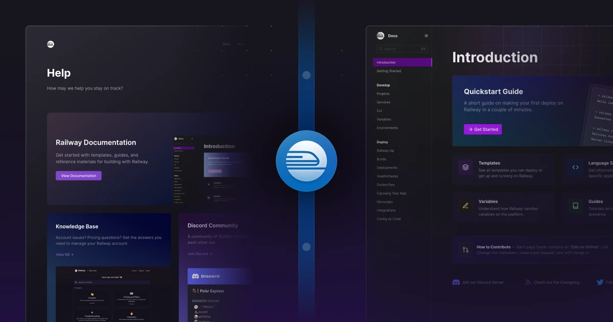 Newer Help Page, New Docs Home Page, Refreshed Templates changelog image