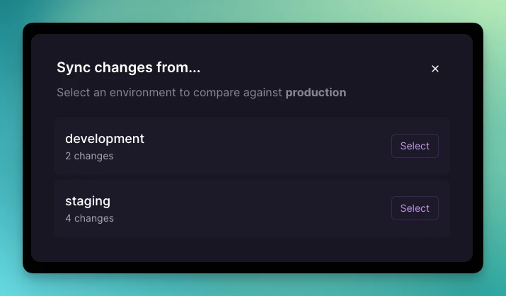It’s now possible to sync changes across environments