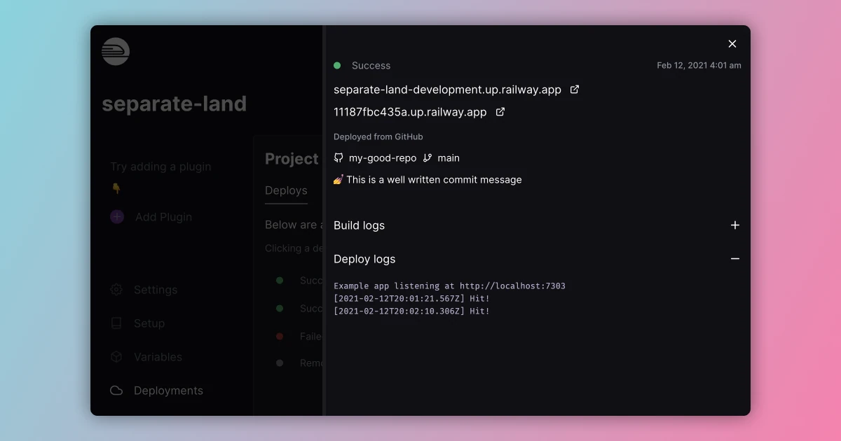 Auto Redeploys, Deployment Metadata, and Variable Warnings changelog image