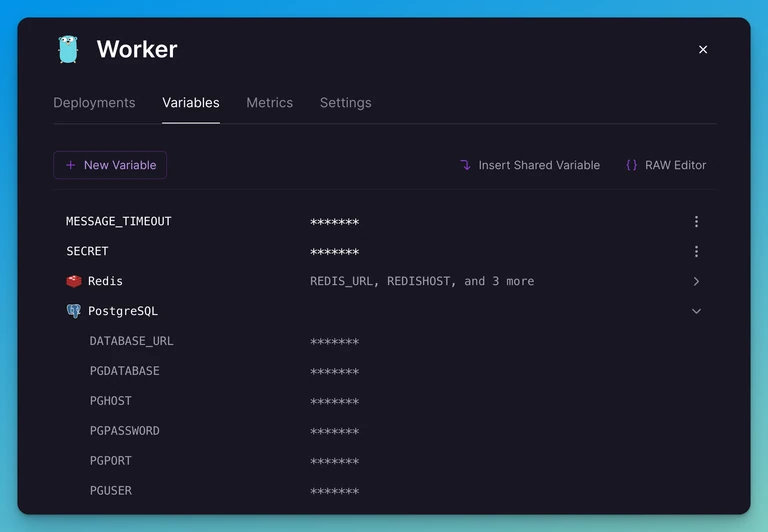 Plugin Variables are now available via the Variables tab in service-level settings