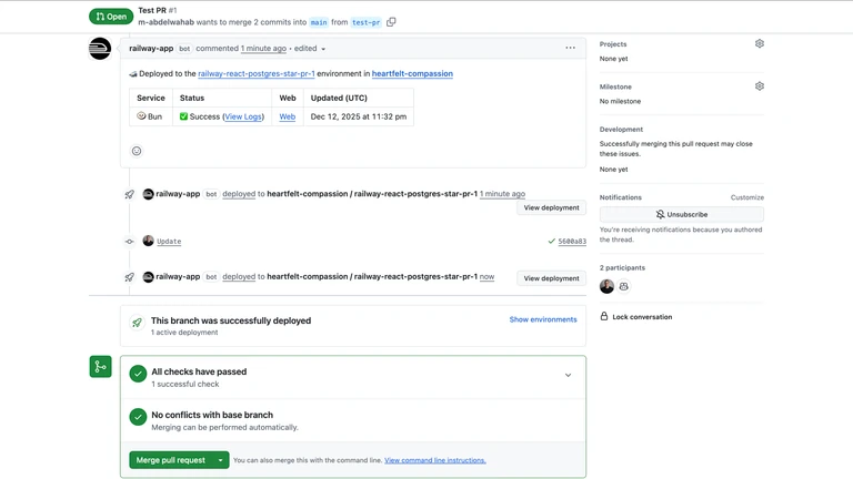 Simplified GitHub PR deployments