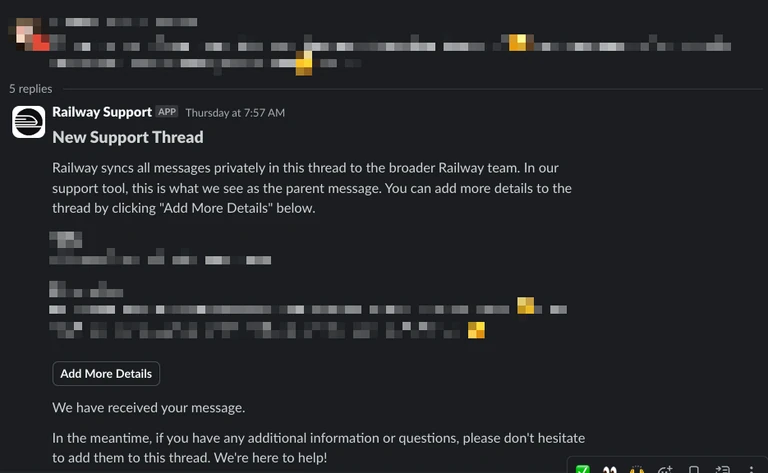 Railway Slack support autoresponder
