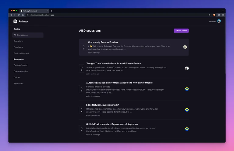 The new Railway Community Forum will persist community-supported Q&A alongside an organic product roadmap