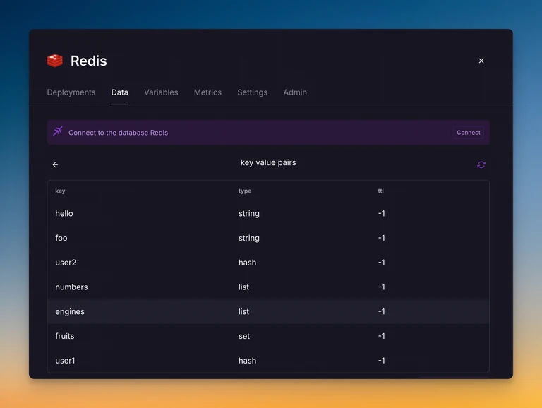 The data tab in Redis and Mongo services has been updated for clarity and organization