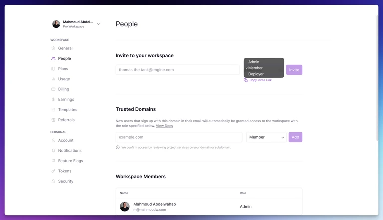 Invite members to your workspace and assign them the appropriate role