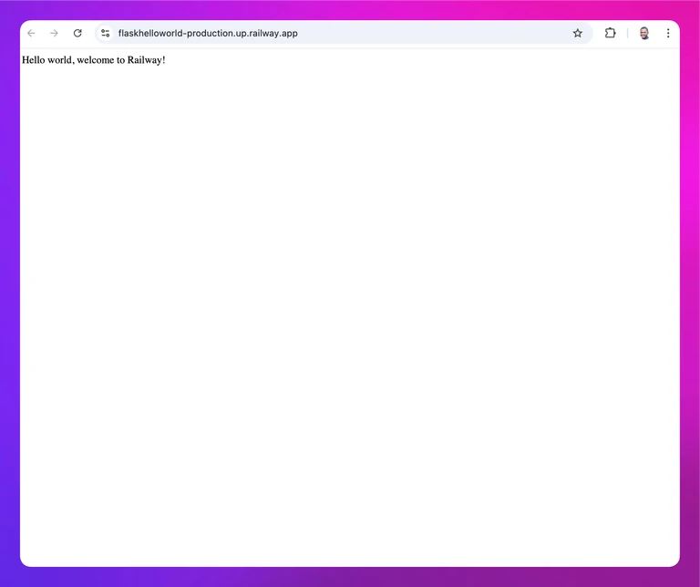 screenshot of the deployed Flask service