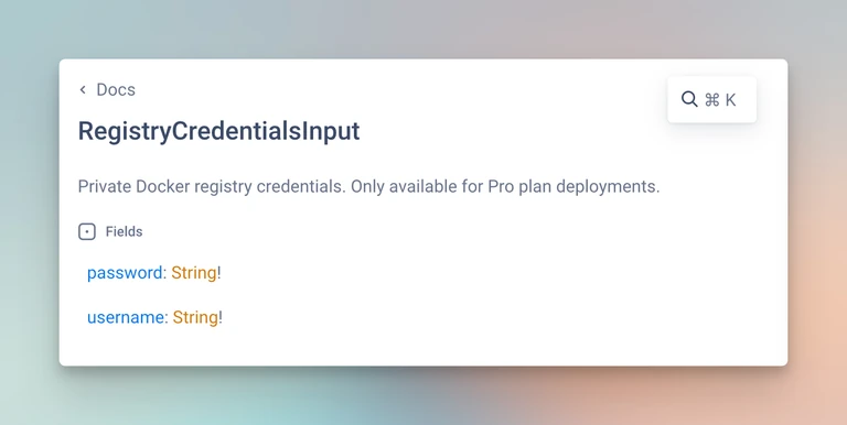 Private registry support is now available via API