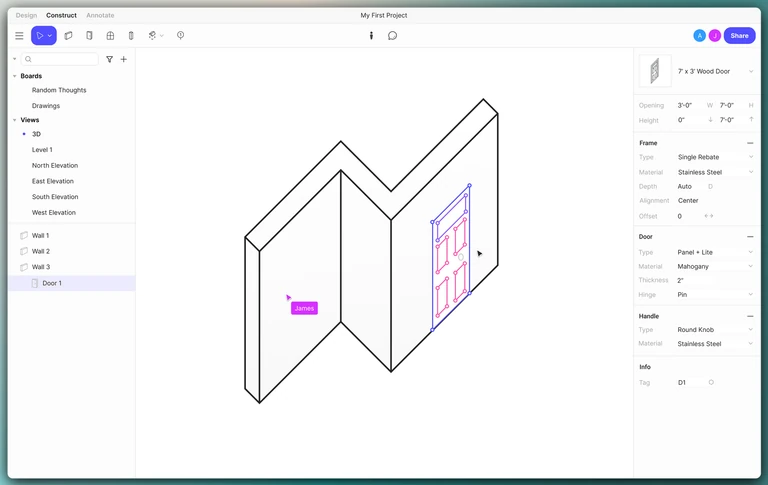 Similar to tools like Figma, Arcol makes it easy to edit geometries.