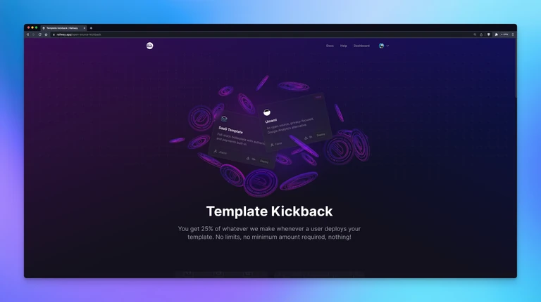 The Templates Kickback program grants 25% kickback on templates you create