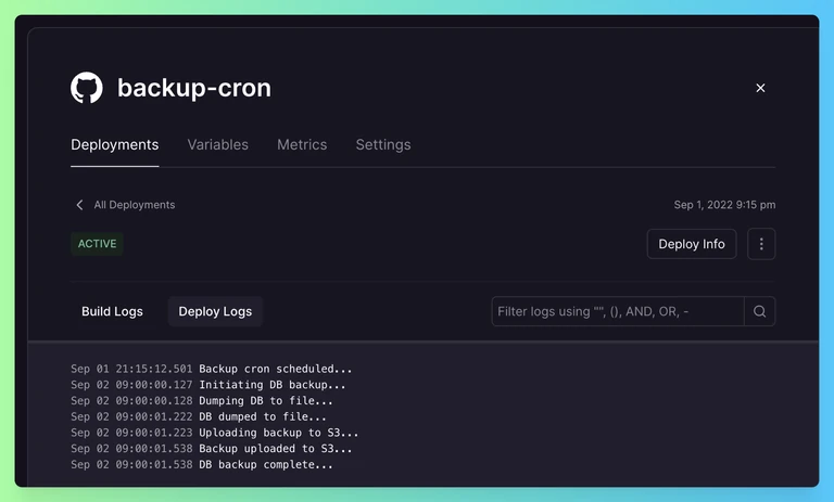 Backup cron in action