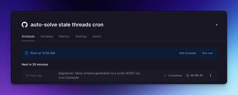 Crons are now displayed in relative time and feature realtime countdowns
