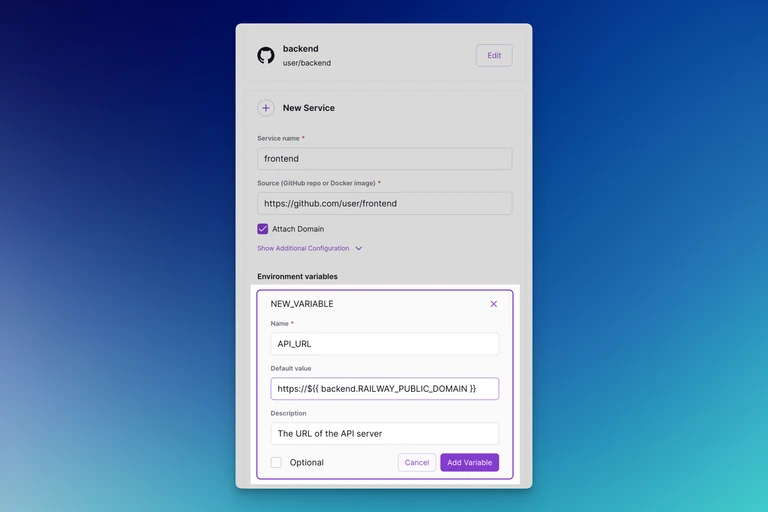 You can now use the name of a Plugin or Service as part of a variable reference across services