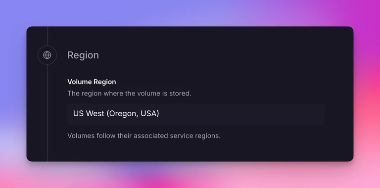 Volumes migrate to the region of their associated service