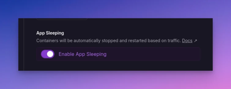 App sleeping configuration