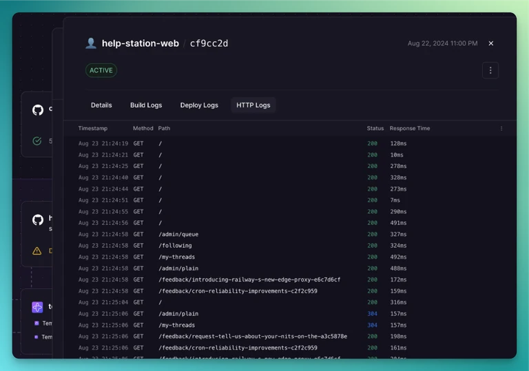 HTTP Logs is a new feature available at the service level
