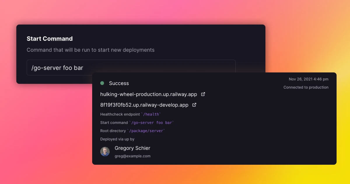 Custom Start Commands, Crash Notifications, and More Deploy Info changelog image