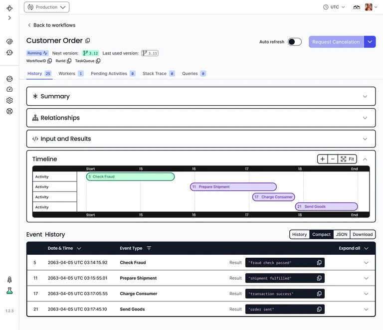 Temporal web UI