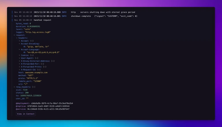 It’s now possible to view nested log attributes in service-level logs