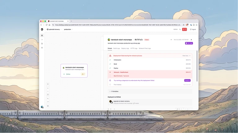 Failed deployments now offer a Diagnose option